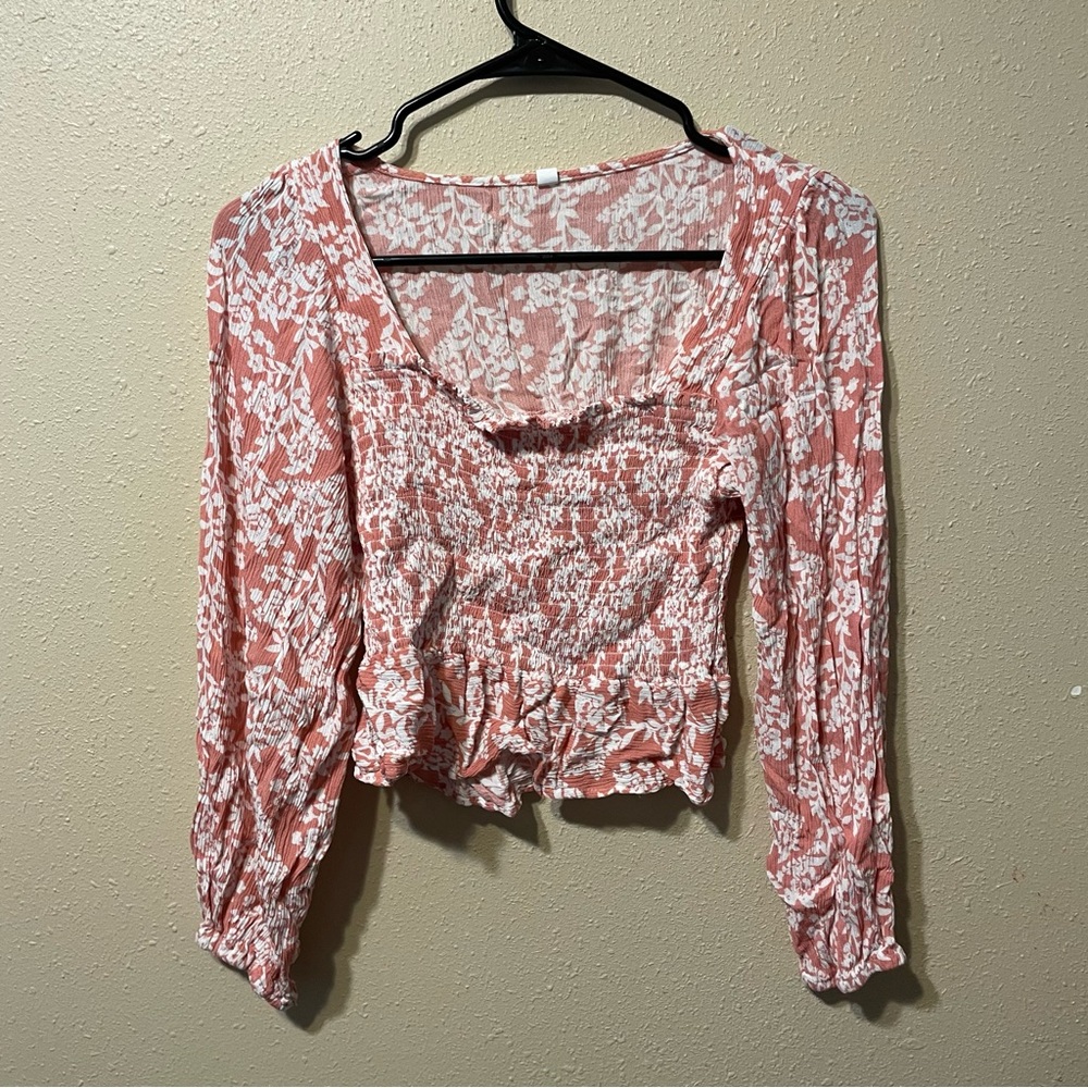 Floral v neck long sleeve blouse